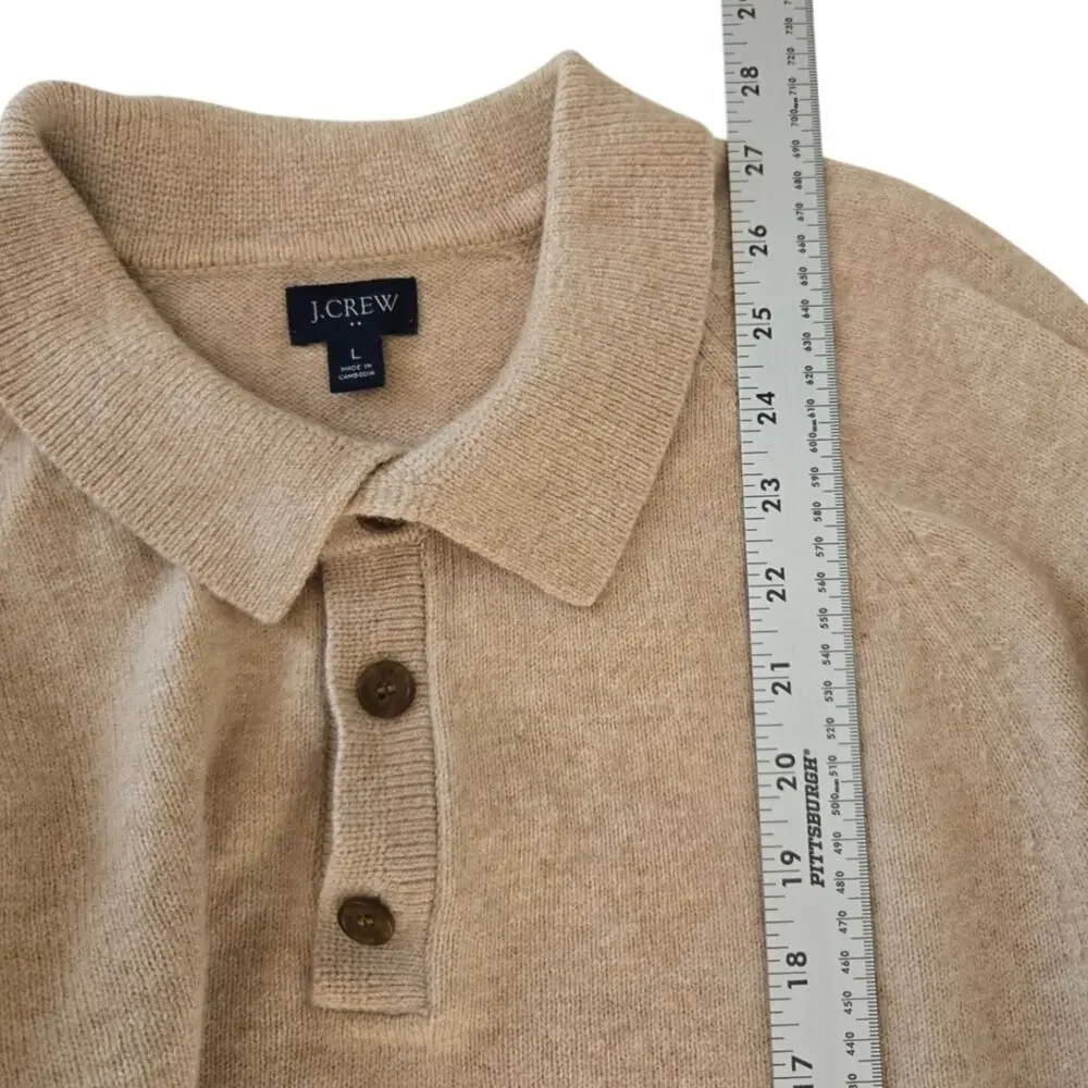 Modern Minimalist Light Academia J. Crew Beige Wool‑Blend Collared Sweater L